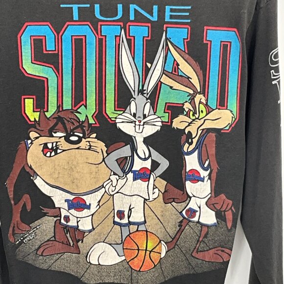 Space Jam Long Sleeve Tune Squad Graphic Tee L Black Cotton/Polyester Warner Bro - Picture 2 of 7